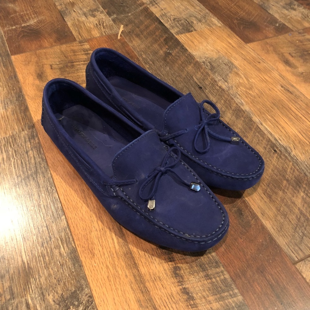 Saks Fifth Avenue Blue Suede Driving Moccasins